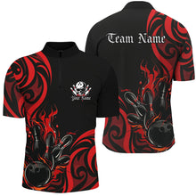 Load image into Gallery viewer, Custom Black And Red Flame Bowling Shirts For Men, Bowling League Shirts Team Jerseys IPHW7322