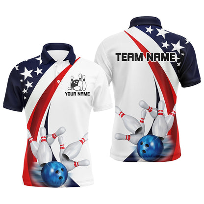 American Flag Custom Patriotic Bowling Shirts For Men, Team Bowling League Shirts Uniform IPHW7635