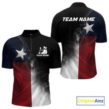 Load image into Gallery viewer, Custom Smoke Texas Flag Bowling Men Team Shirts, Patriotic Texas Bowling Jerseys IPHW10625