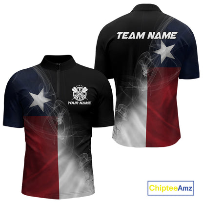 Custom Smoke Flame Texas Flag Patriotic Darts Shirt For Men, Dart League Team Jerseys IPHW10631