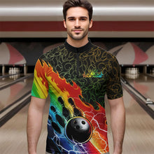 Load image into Gallery viewer, Custom Rainbow Flame Bowling Team Quarter-Zip Shirts For Men, Colorful Bowling League Shirt IPHW8785