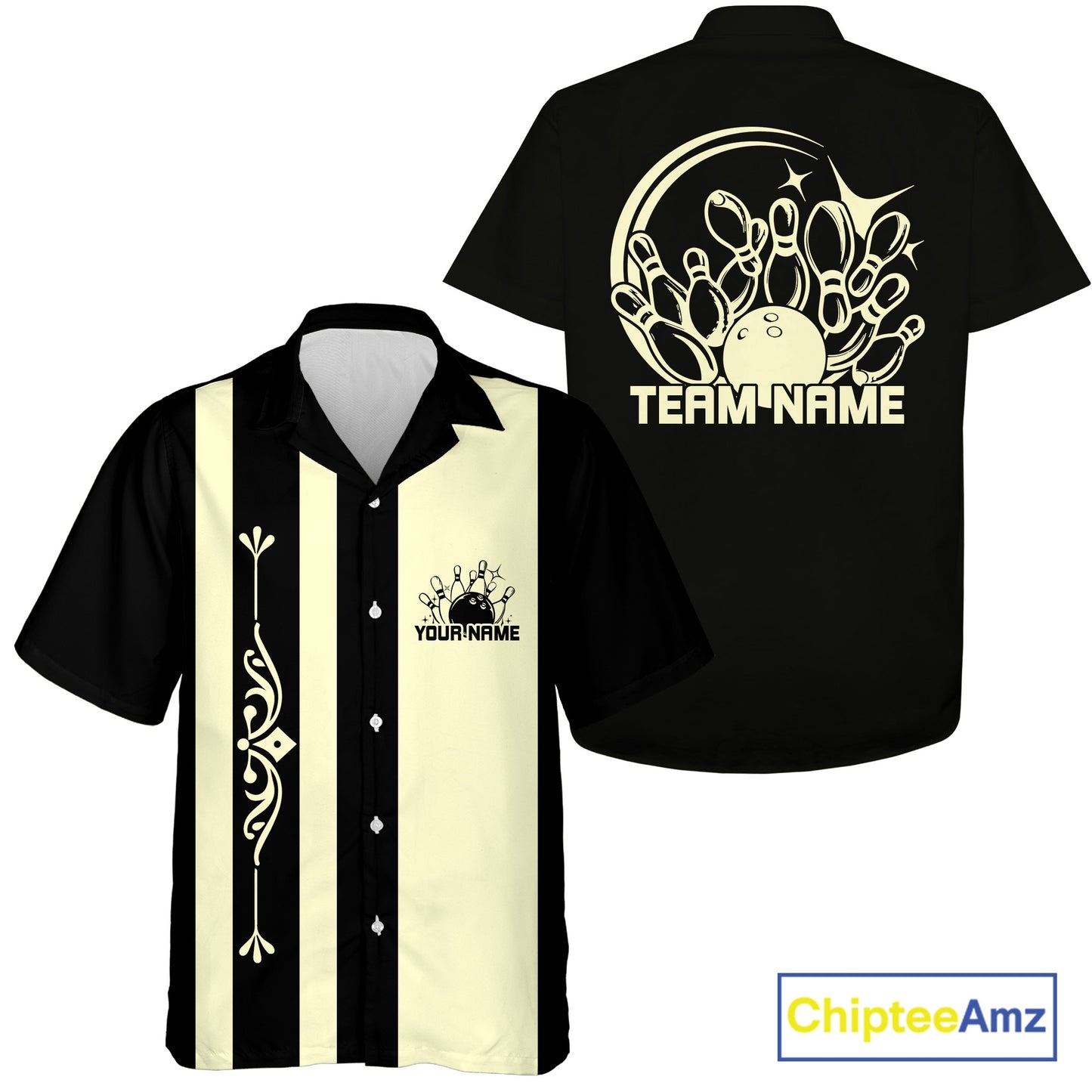 Custom Classic Vintage Bowling Team Shirts, 50S Retro Bowling Button Up ShirtIPHW10869