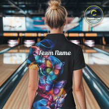 Load image into Gallery viewer, Custom Colorful Butterfly Bowling Women Polo Shirts With Team Name, Bowlers Outfit IPHW9011