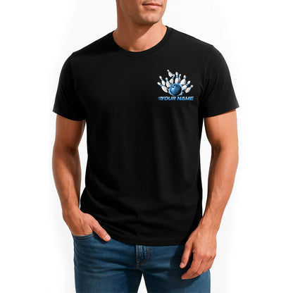Custom Flame Dragon Bowling T-Shirts For Men, Blue Fire Bowling Ball Theme IPHW9066