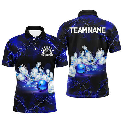 Blue Thunder Lightning Custom Bowling Shirts For Men, Bowling League Shirts Bowling Jersey IPHW7332