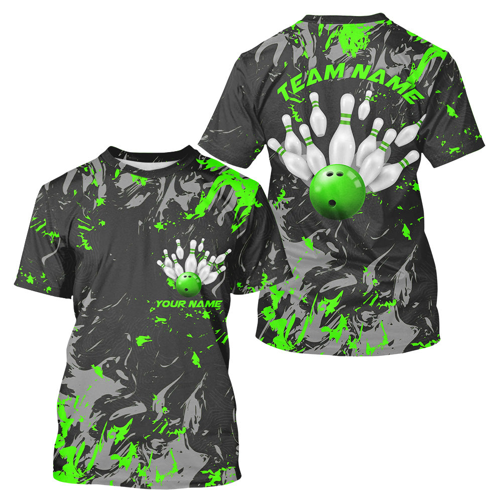 Black And Green Camo Bowling Team Custom Men T-Shirts Bowling League IPHW5362
