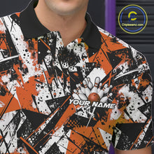 Load image into Gallery viewer, Custom Graffity Orange Camo Bowling Team Men Polo Shirts, Camouflage Bowling Jerseys IPHW10216