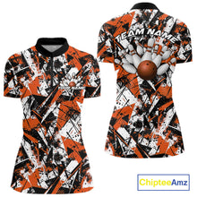 Load image into Gallery viewer, Custom Graffity Orange Camo Bowling Team Women Shirts, Camouflage Bowling Jerseys IPHW10216
