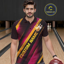 Load image into Gallery viewer, Custom Pink And Gold Bowling Tournament Shirts For Men And Women With Name, Bowler Outfit IPHW10646