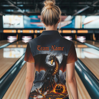 Custom Thunder Lightning Dragon Bowling Polo Shirts For Women,Dragon Bowling Team Shirt IPHW8300