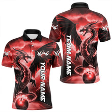 Load image into Gallery viewer, Custom Red Thunder Lightning Dragon Bowling Polo Shirts For Men, Dragon Bowling Uniform IPHW8303
