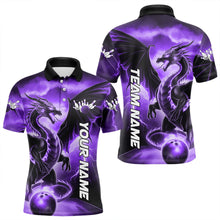 Load image into Gallery viewer, Custom Purple Thunder Lightning Dragon Bowling Polo Shirts For Men, Dragon Bowling Uniform IPHW8305