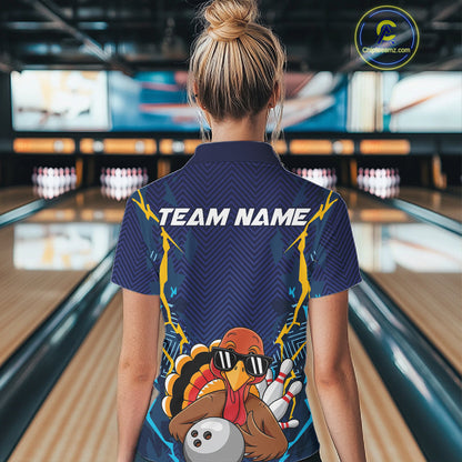 Custom Funny Turkey Bowling Team Shirts For Women, Thanksgiving Bowling Uniform Outfit IPHW7872