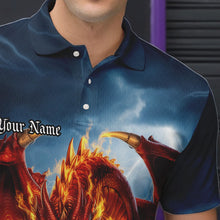 Load image into Gallery viewer, Custom Blue Thunder Lightning Flame Dragon Bowling Polo Team Shirts For Men IPHW8306