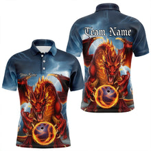Load image into Gallery viewer, Custom Blue Thunder Lightning Flame Dragon Bowling Polo Team Shirts For Men IPHW8306
