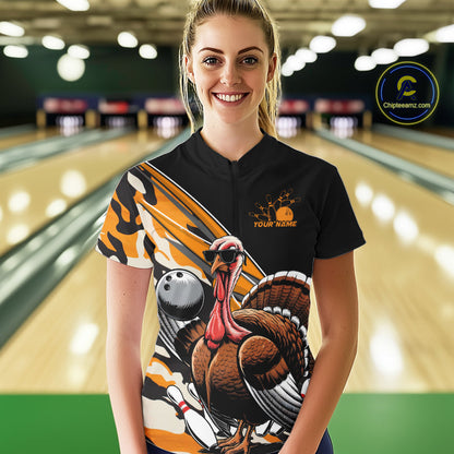 Black And Yellow Camo Custom Funny Turkey Ladies Bowling Shirts, Thanksgiving Bowling IPHW7881
