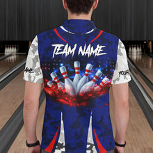 Load image into Gallery viewer, Camo American flag bowling jersey custom bowling polo, 1/4 zip shirts for men, bowling league shirts NQS11401