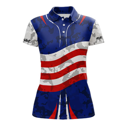 Camo American flag bowling jersey custom Women bowling polo, 1/4 zip shirts, bowling league shirts NQS11401