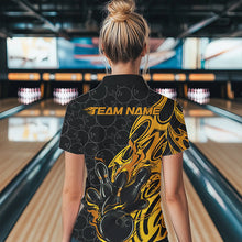 Load image into Gallery viewer, Custom Black And Yellow Tribal Flame Bowling Team Women Quarter-Zip Shirts, Bowlers Outfits IPHW8815