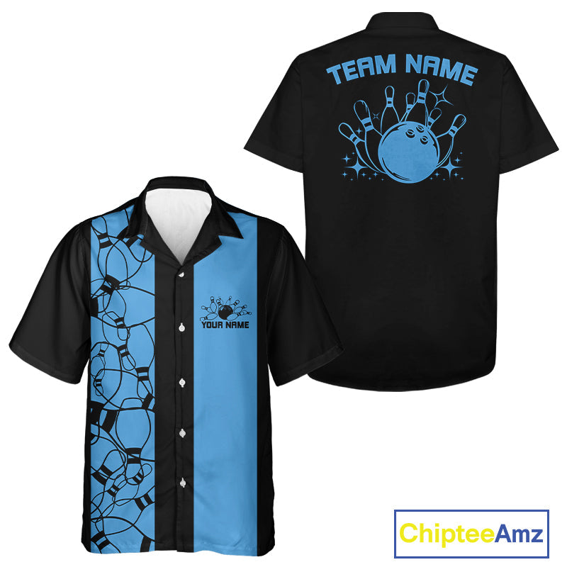 Custom Bowling Pin Pattern Vintage Bowling Team Shirt, 50S Retro Bowlers Outfit IPHW10087