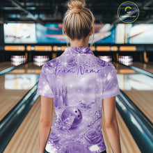 Load image into Gallery viewer, Custom Elegant Purple Roses And Butterfly Women Bowling Polo Shirts, Ladies Outfit IPHW10934