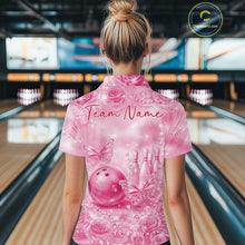 Load image into Gallery viewer, Custom Elegant Pink Roses And Butterfly Women Bowling Polo Shirts, Ladies Outfit IPHW10941