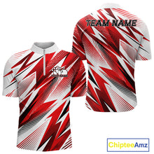Load image into Gallery viewer, Red, white, and black sports jersey with 'Team Name' text on a white background