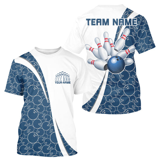 Black And Navy Blue Custom Retro Bowling For Men, Classic Vintage Bowling Team IPHW7413