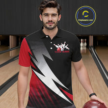 Load image into Gallery viewer, Black And Red Custom Bowling Jerseys, Bowling Team Shirts For Men Bowling Tournament Outfits IPHW7706