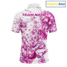 Load image into Gallery viewer, Custom Sparkling Pink Ice Cystal Bowling Shirts For Men, Women And Kid, Team Tournament Outfits Multi Styles IPHW10419