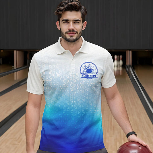 Custom Blue Bowling Team Polo Shirts For Men, Bowling Tournament Bowling League Shirt IPHW8537