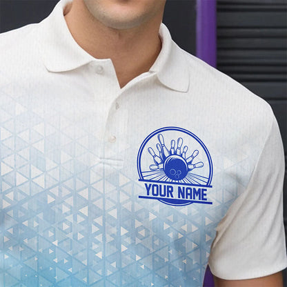 Custom Blue Bowling Team Polo Shirts For Men, Bowling Tournament Bowling League Shirt IPHW8537