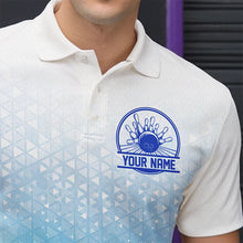 Load image into Gallery viewer, Custom Blue Bowling Team Polo Shirts For Men, Bowling Tournament Bowling League Shirt IPHW8537