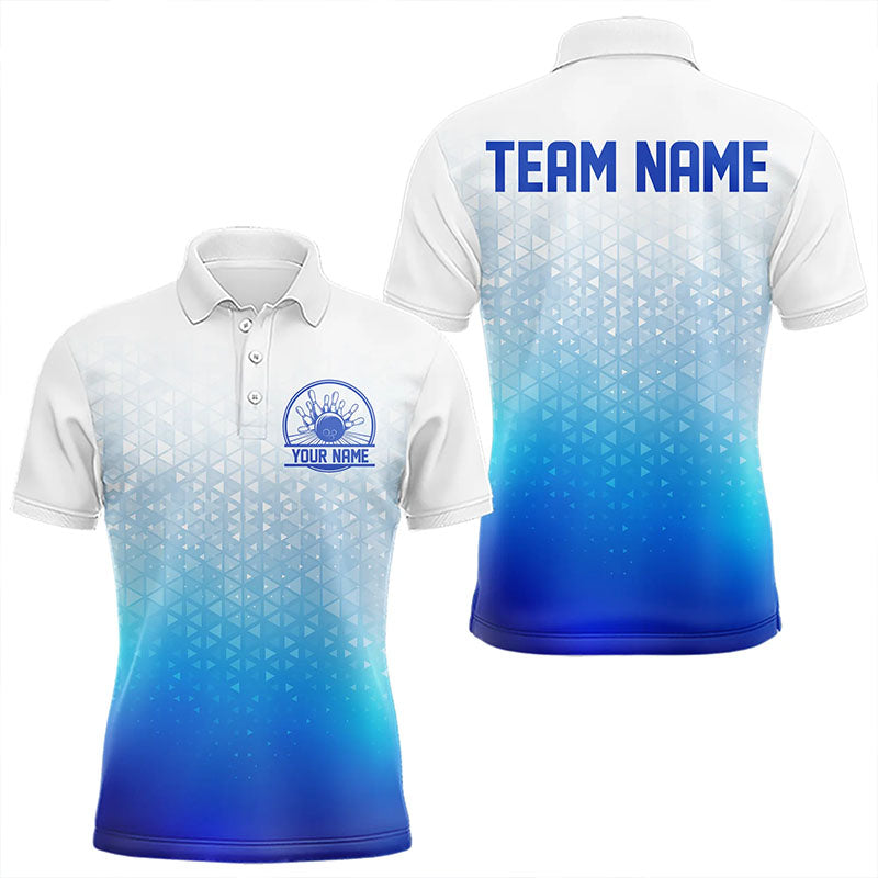 Custom Blue Bowling Team Polo Shirts For Men, Bowling Tournament Bowling League Shirt IPHW8537