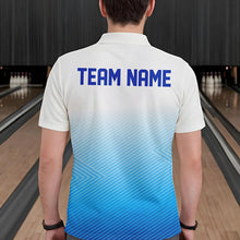 Load image into Gallery viewer, Custom Blue Bowling Team Polo Shirts For Men, Bowling Tournament Bowling League Shirt IPHW8538