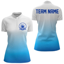 Load image into Gallery viewer, Custom Blue Bowling Team Womens Quarter-Zip Shirts, Bowling Tournament Bowling League Shirt IPHW8538