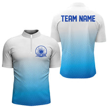 Load image into Gallery viewer, Custom Blue Bowling Team Quarter-Zip Shirts For Men, Bowling Tournament Bowling League Shirt IPHW8538