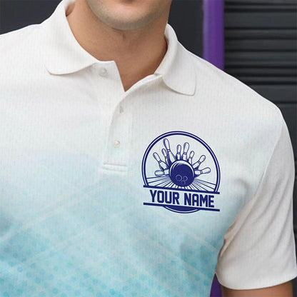 Custom Blue Bowling Team Polo Shirts For Men, Bowling Tournament Bowling League Shirt IPHW8539