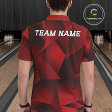 Load image into Gallery viewer, Person wearing a red and black bowling shirt with 'TEAM NAME' on the back in a bowling alley.