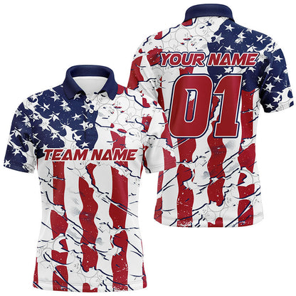 Personalized American Flag Patriotic Bowling Shirt For Men With Custom Name, Team Name, Number IPHW7101