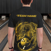 Load image into Gallery viewer, Custom Black And Yellow Dragon Bowling Shirts, Bowling League Shirt Dragon Men Jersey IPHW10706