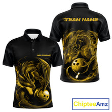Load image into Gallery viewer, Custom Black And Yellow Dragon Bowling Shirts, Bowling League Shirt Dragon Men Jersey IPHW10706