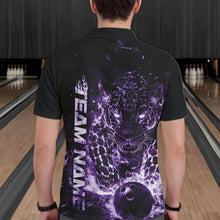 Load image into Gallery viewer, Custom Purple Flaming Leopard Men Bowling Shirts, Fire Bowling Team Shirt Bowler Uniform IPHW10713