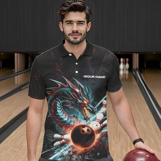 Custom Dragon Bowling Team Polo Shirts For Men, Dragon Bowling League Shirt Bowlers Outfit IPHW8559