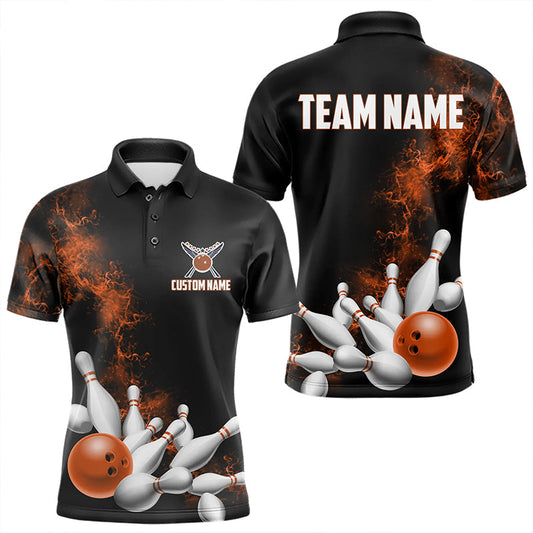 Custom Orange Bowling Polo Shirts For Men Bowling Team Jerseys Bowling League Shirts IPHW8881
