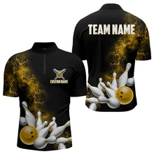 Load image into Gallery viewer, Custom Yellow Bowling Quarter-Zip Shirts For Men Bowling Team Jerseys Bowling League Shirts IPHW8882