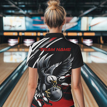 Load image into Gallery viewer, Custom Black And Red Eagle Bowling Jerseys, Bowling Team Women Polo Shirts Bowlers Outfits IPHW8886