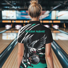 Load image into Gallery viewer, Custom Black And Blue Eagle Bowling Jerseys, Bowling Team Women Polo Shirts Bowlers Outfits IPHW8887