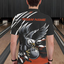 Load image into Gallery viewer, Custom Black And Orange Eagle Bowling Jerseys, Bowling Team Men Polo Shirts Bowlers Outfits IPHW8888