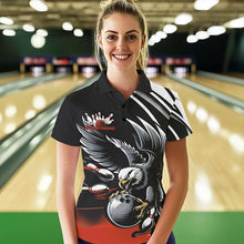 Load image into Gallery viewer, Custom Black And Orange Eagle Bowling Jersey, Bowling Team Women Polo Shirts Bowlers Outfit IPHW8888